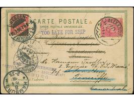 Krone/Adler 10 Pfg. mit Stempel “DRESDEN 25.3.98” auf Nachsende-Frankatur auf Ansichtskarte “Gruss aus Constantinopel” mit Äg