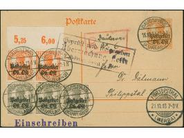 "DAUDSEWAS (KURLAND) 16.10.18", mehrfach klar auf Ganzsachenkarte Germania 7½ Pfennig mit Zufrankatur als R-Karte mit handsch