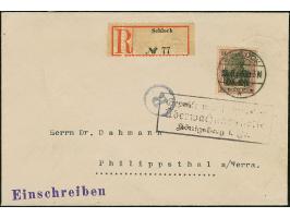 "SCHLOCK&nbsp;*** 28.9.18", klar auf R-Brief mit Germania 50 Pfennig mit verschiedenen Zensur-Stempeln nach&nbsp;Philippstal 