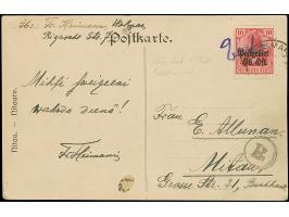 "Eesti" als handschriftlicher Vermerk auf Germania 10 Pfennig rot mit Stempel "WOLMAR" auf Bildpostkarte nach Mitau, die Kart