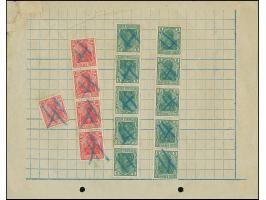 TELEGRAMM: Germania 5 Pfennig, zwei senkrechte Fünferstreifen sowie 10 Pfennig Einzelwert und senkrechter Viererstreifen, mit