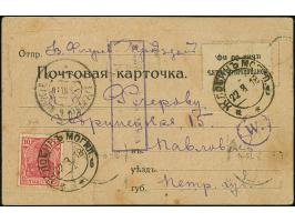 1918, Gebührenmarke 30 Pfennig und Germania 10 Pfennig, mit Stempel "SCHLOBIN 22.8.18" auf Bedarfskarte nach Pawlowsk in Rußl