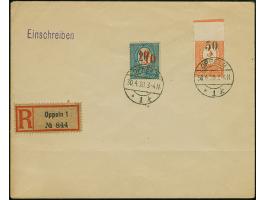 1920, 10 Pfennig auf 20 Pfennig preußischblau mit Doppelaufdruck, zusammen mit 50 Pfennig auf 5 Mark orange, Aufdrucktype III