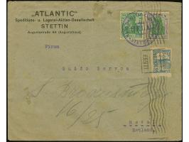 SHIPMAIL: "Dampfer-Compagnie * STETTIN *&nbsp; HELA" violet cachet on Germania 20 pfg. and 1m. on cover from Stettin with add