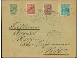 1919, 2-5 kopek together with Flower Issue 15 kopeks, all tied by cds. “TALLINN -9 5 19” to local cover, folded twice not aff
