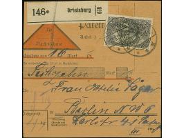 1920, Aufdruckausgabe im Hochoval 3 Mark, sauber mit Aufgabestempel “ORTELSBURG 17.8.20” auf Nachnahme-Paketkarte nach Berlin