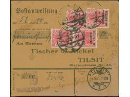 1920, Aufdruckausgabe 10 Pfennig, senkrechtes Paar und zwei Einzelwerte, sauber mit Stempel “MARGGRABOWA -4.5.20” auf Postanw