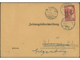 1920, Aufdruckausgabe 1 Mark, sauber mit Stempel “GEIERSWALDE 13.4.20” auf Zeitungsüberweisung nach Osterrode mit Ankunftsste