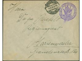 1920, “COMMISSION INTERALLIEE GOUVERNEMENT ET PLESBICITE MARIENWERDER”, violettfarbenes Siegel mit nebengesetztem Aufgabestem