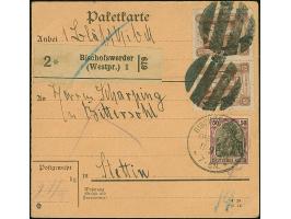 1. Mailänder Ausgabe 75 Pfennig im waagerechten Paar zusammen mit Mitläufer Germania 50 Pfennig mit Korke- bzw. Aufgabestempe