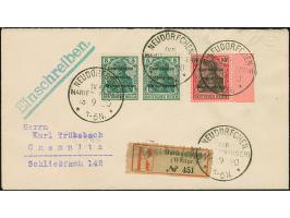 1920, Aufdruckausgabe Germania 5 Pfennig im waagerechten Paar und 80 Pfennig Einzelwert mit rechtem Seitenrand, sauber mit St