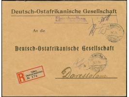 1916, “Fr. lt. Einn. Nachw. in Tabora” violetter Rahmenstempel mit handschriftlichem Portovermerk “30 H.” auf R-Vordruckbrief
