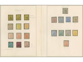 Probedrucke der Werte zu 3, 4, 7 und 9 Schilling, insgesamt 18 Stück, davon 5 mit Wasserzeichen, dazu 4 Instruktionsmarken. A