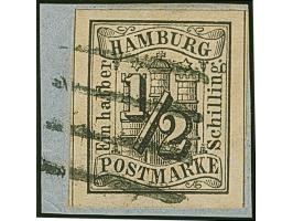 ½ Sch. schwarz, farbfrisch und allseits breitrandig geschnitten, seitlich mit vollen Zwischenlinien, mit sauber aufgesetztem 