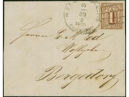 1 Sch. braun, farbfrisch und allseits breitrandig, mit sauber aufgesetztem Strichstempel und leicht übergehendem EKr. “St.P.A