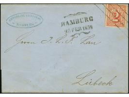 2 Sch. rot, farbfrisch und voll- bis meist breitrandig, mit sauber aufgesetztem langen Strichstempel und nebengesetztem Schme