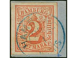 2 Sch. rot , farbfrisch und allseits breitrandig, mit sauber aufgesetztem kleinen Hannover-DKr. “HAMBURG NACHTS 29/1” auf kle