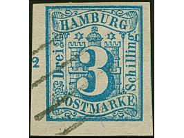 3 Sch. preußischblau, voll- bis meist breitrandige linke untere Bogenecke mit Teil des Reihenzähler "12", sauber entwertet du