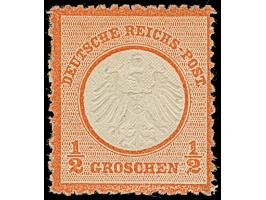 ½ Gr. orangerot, farbfrisch, sehr gut und erhaben geprägt und in sehr guter, durchstichartiger rauer Zähnung, ungebraucht und