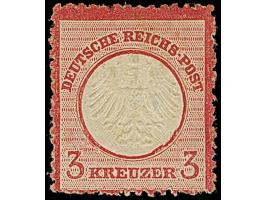 3 Kr. karmin mit ausgefallenem Zähnungsloch oben &nbsp;und unten in der 5. Position (FZL ou5), farbfrisch, sehr gut geprägt u