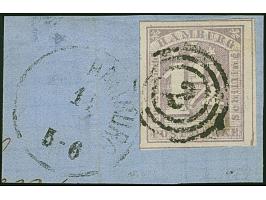 1¼ Sch. malvenfarben, farbfrisch und allseits breitrandig, mit klarer Nr. "2" auf Briefstück. Tadellos.