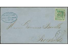 2½ Sch. grün, allseits breitrandig, mit sauber aufgesetzter Nr. “2” und nebengesetztem EKr. “St.PA. HAMBURG 16 12” auf Briefh