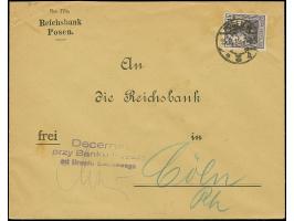 Area of uprising in Poznań Province: “Decernat przy Banku Rzeszy od Urzedu Skarbowege” with initials on pre-printed envelope 