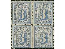 3 Sch. ultramarin im Viererblock, farbfrisch und gut gezähnt, postfrisch und unsigniert.&nbsp;