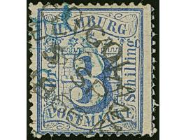 3 Sch. ultramarinblau mit Doppelentwertung durch blauen DKr. des Hamburger Stadtpostamtes und klar aufgesetztem “HELIGOLAND 5