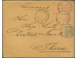 "WEISSENSTEIN 1 5 19" (PAIDE), provisional cyrillic cds. on single and horizontal pair Flower 5 kopek and 35 penni gray, all 