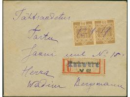 WESENBERG / RAKWERE: “12-4-19” handwriten date on horizontal pair Flower 35 penni, on registered cover to Tartu with arrival 
