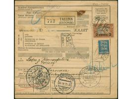 1930, Kroon-Surcharge 2 kroon, &nbsp;with additional franking, tied by cds. "TALLINN 13.VII.31" to parcel card to Czechoslova