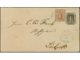 Umschlag ½ Sch. mit Zufrankatur 1 Sch. braun, mit blauem DKr. "HAMBURG ST. P. 26/7 67"nach Lübeck. Rückseitig rauh geöffnet (