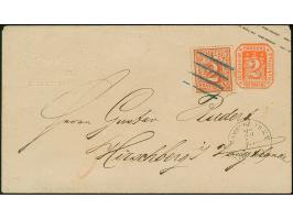 Umschlag 2 Sch. mit wertstufengleicher Zufrankatur, mit blauem Strichstempel und nebengesetztem EKr. "HAMBURG TH.&amp;T. 25/1