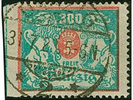 1923, Großes Staatswappen 300 Mark, links ungezähnt, sauber zeitgerecht gestempelt “DANZIG 31.7.23”, tadellos, sehr selten, F