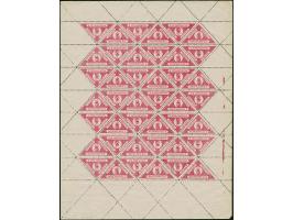 1916, Bestellgeldmarke (3 Kopeken) dunkelrötlichlila, kompletter Druckbogen zu 48 Marken mit 21 Kehrdruckpaaren, mit allen Rä