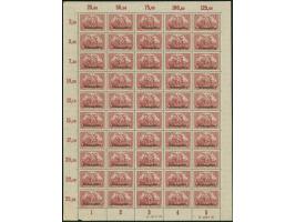 1920, Germania 2,50M. bräunlichlila im kompletten Bogen zu 50 Werten, mit Ur-HAN “H 4891.20” und Aufdruck-HAN “H 4079.20”, po