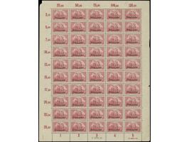 1920, Germania 2,50M. dunkelgraulila im kompletten Bogen zu 50 Werten, mit Ur-HAN “H 4891.20” und Aufdruck-HAN “H 4079.20”, p