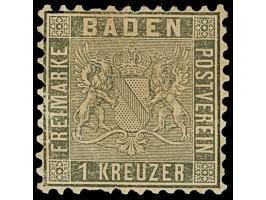 1862, Wappen auf liniertem Grund, weit gezähnt,1 Kreuzer silbergrau, typische frische Farbe, ungebraucht mit originalem Gummi