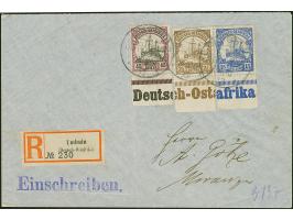 "UMBULU 28.10.13", 3 saubere Abschläge, je auf Unterrandstück 1905/20, 2½ H., 15 H. und 45 H. mit zusammen ergebender Randins