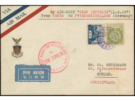 1929, Weltrundfahrt, japanische Post der Etappe Tokio - Friedrichshafen, Vordruckbrief mit rückseitigem Absender “Walter Brug