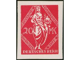 1922, Gewerbeschau München 20 Mark, sieben verschiedenfarbige ungezähnte Essays im Großformat auf Kunstdruckpapier ohne Gummi