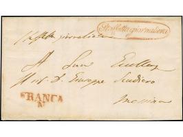 1840, "Stafetta giornaliera", oval handstamp in red, with adjacent "FRANCA N" on letter sheet from Naples to Messina, with re