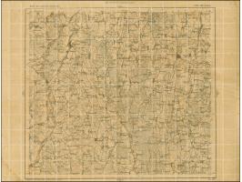 1919, Ear of corn 10 kopek red, perforated, complete sheet on map O18 Klawany, mint never hinged, some minor perf separations