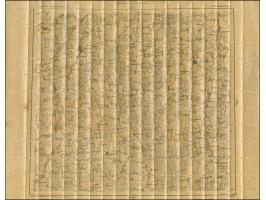 1919, Ear of corn 10 kopek red, perforated, complete sheet on map O18 Klawany, the outer left and right stamps imperforated a