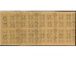 1919, 2nd and 3rd. Kaunas Issue, complete se-tenant sheet, used with cds. “KAUNAS 15.III.19”, lower left sheet detached, othe