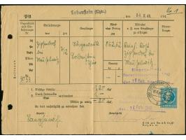 1945, Johann Wolfgang von Goethe 20 Pfg. gezähnt mit Stempel “ZIPSENDORF 18.2.46” auf Gebührenmeldung für eine unterfrankiert
