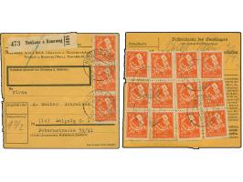 1945, &nbsp;8 Pfg. rotorange, 15 Stück mit Stempel “NEUHAUS a. RENNWEG 30.3.46” als tarifgerechte Mehrfachfrankatur vorder- u