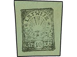 1919, Issue for North-Latvia 10 kopek, six proofs, dark-blue on thin paper, black on thin and thick paper imperforated, on th