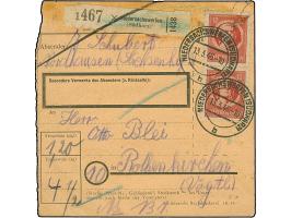 1945, 12 Pfg. dunkelbräunlichrot, 10 Stück mit Stempel "NIEDERSACHSENWERFEN (SÜDHARZ) 13.3.46” als tarifgerechte Mehrfachfran
